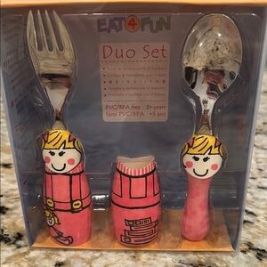 Eat4Fun Pink Duo Set Fork and Spoon